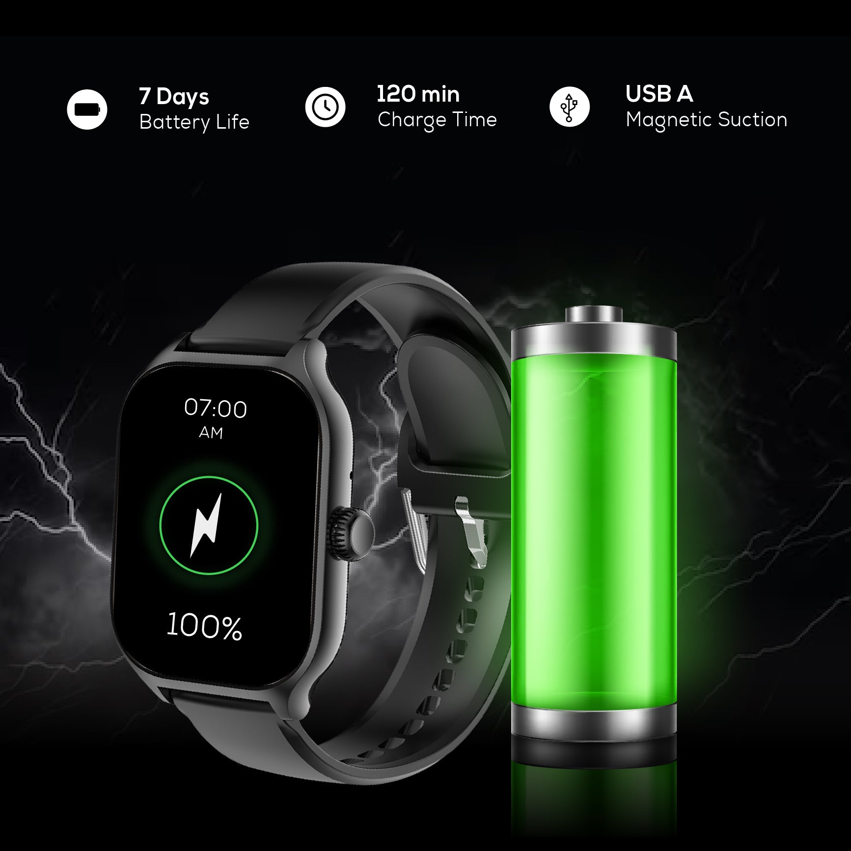 Nervfit Absolute Large 2.1" Smartwatch Black